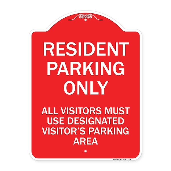 Parking Resident Parking Only All Visitors Must Use Designated Visitors Parking Area, RW-1824-23357